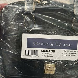 NWT SU343 Dooney & Bourke BB zip zip satchel in black unopened in plastic.
